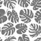 Seamless leaves pattern. Hand drawn illustration for fabric, wrapping, prints, cards, gray monstera leave