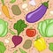 Seamless light brown pattern with different fresh vegetables