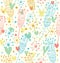 Seamless light floral pattern Cute background with flowers Decorative doodle texture for prints, textile, crafts, wallpapers