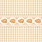 Seamless light orange checkered background with stylized roses