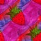 Seamless light strawberry, blue, purple, red watercolor artist w