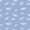 Seamless light vector background with white various bird feathers on a light blue background