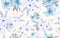 seamless lilium camomile floral pattern background for fabric print. Ditsy illustration. Blue lily and daisy flowers leaves