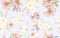 seamless lilium camomile floral pattern background for fabric print. Ditsy illustration. Orange lily and daisy flowers leaves