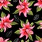 Seamless lily  flower and leave pattern