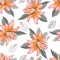 Seamless lily  flower and leave pattern