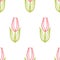Seamless line pattern of spring tulips. Color graphic drawing.