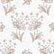 Seamless linen doodle floral pattern background. Calm boho earthy tone color wallpaper. Simple modern scandi unisex