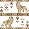 Seamless lion pattern made from flowers, leaves