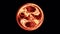 Seamless Loop Abstract fire plasma energy sphere isolated alpha channel on black. Orange glowing energy ball element effect concep