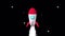 Seamless Loop Cartoon Startup Rocket Jet flying into the Space on Transparency Alpha Background