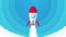 Seamless Loop Cartoon Startup Rocket Jet flying up into the blue sky Background