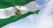 Seamless loop in slow motion with Andalusian flag waving in the wind on a clear day