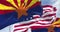 Seamless loop in slow motion with the flags of the Arizona state and United States waving in the wind