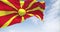 Seamless loop in slow motion of North Macedonia flag waving on a clear da