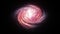 Seamless loop of spiral red galaxy rotation filled with stars and nebulae