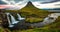 SEAMLESS LOOP VIDEO: Iceland timelapse photography of waterfall Kirkjufell