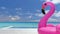 Seamless Loop video: Pool Beach Vacation travel pink flamingo float toy by pool