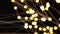 Seamless looping abstract gold and yellow network glowing illumination node background in the dark space. Science bonding and