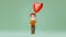 Seamless looping animation of cartoon boy holding red balloon and going to meet. Valentines day concept