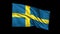 Seamless looping Kingdom of Sweden flag waving in the wind, alpha channel included