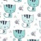 Seamless lovely cute cat pattern vector illustration