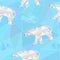 Seamless low poly pattern with polar bears