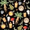 Seamless magic pattern with supply for witchcraft