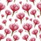 Seamless magnolia watercolor flower pattern.