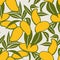 seamless mango pattern with leaves tropical fruit wallpaper