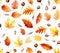 Seamless maple Leaf and Chestnuts Elegance autumn seasons red orange yellow