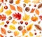 Seamless maple Leaf and Chestnuts Elegance autumn seasons red orange yellow