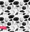 Seamless marine pattern with shells. Black and white graphic texture with seashells