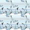 A seamless marine theme with graphical bird gulls and abstract b