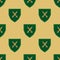 Seamless medieval pattern with green shields