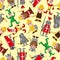 Seamless medieval people pattern