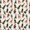 Seamless Medieval people pattern