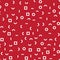 Seamless memphis doodle pattern with simple geometric shapes on red background.