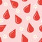 seamless menstruation pattern with blood drops and flowers