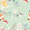 Seamless Merry Christmas patterns with cute polar animals, bears