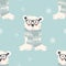 Seamless Merry Christmas patterns with cute polar bear animals