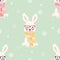 Seamless Merry Christmas patterns with cute polar rabbit animals