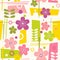 Seamless mid century modern Spring pattern with flowers