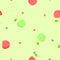 seamless minimal cute, sweet, colorful, pastel nature fruit red and green apple with seed repeat pattern in green background