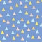 Seamless minimal vector pattern with colorful triangles.