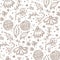 Seamless minimalist doodle floral pattern background. Calm boho earthy tone color wallpaper. Simple modern scandi unisex