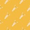 Seamless minimalistic pattern with white doodle lobster shapes. Yellow background. Simple bright aquatic print