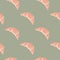 Seamless minimalistic seamless pattern with croissants. France dessert pink ornament on grey background