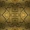 Seamless mirror texture with golden elements. Dark yellow background with cracked gold. 3D image. Broken metal surface close-up