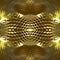 Seamless mirrored golden texture with wavy cubes close-up. 3D illustration. Futuristic golden background.